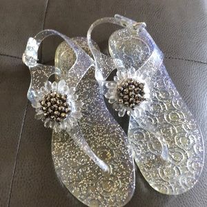 Clear Coach Hilda Glitter Sandals